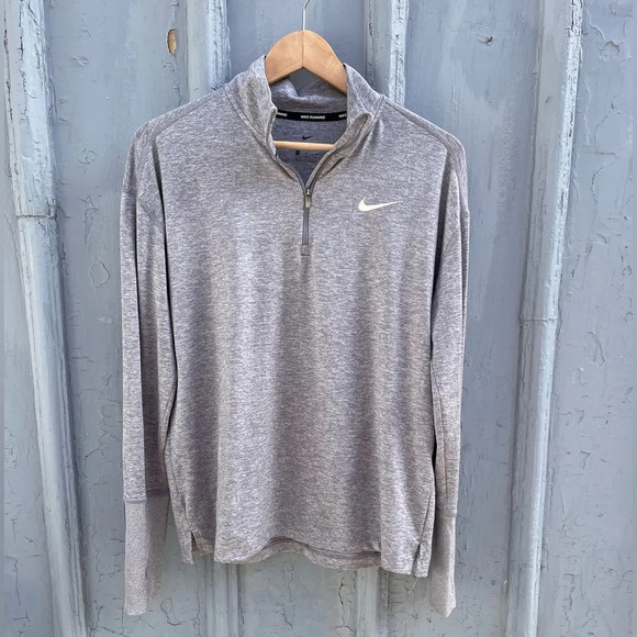 Nike Pro Dri Fit Heather Grey  1/4 Zip Running Top, size M - Picture 1 of 6